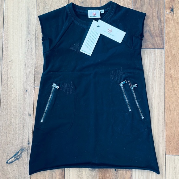 Adriano Goldschmied Black Tunic Dress Zipper Pockets Girls Size 5 NWT - Picture 1 of 8